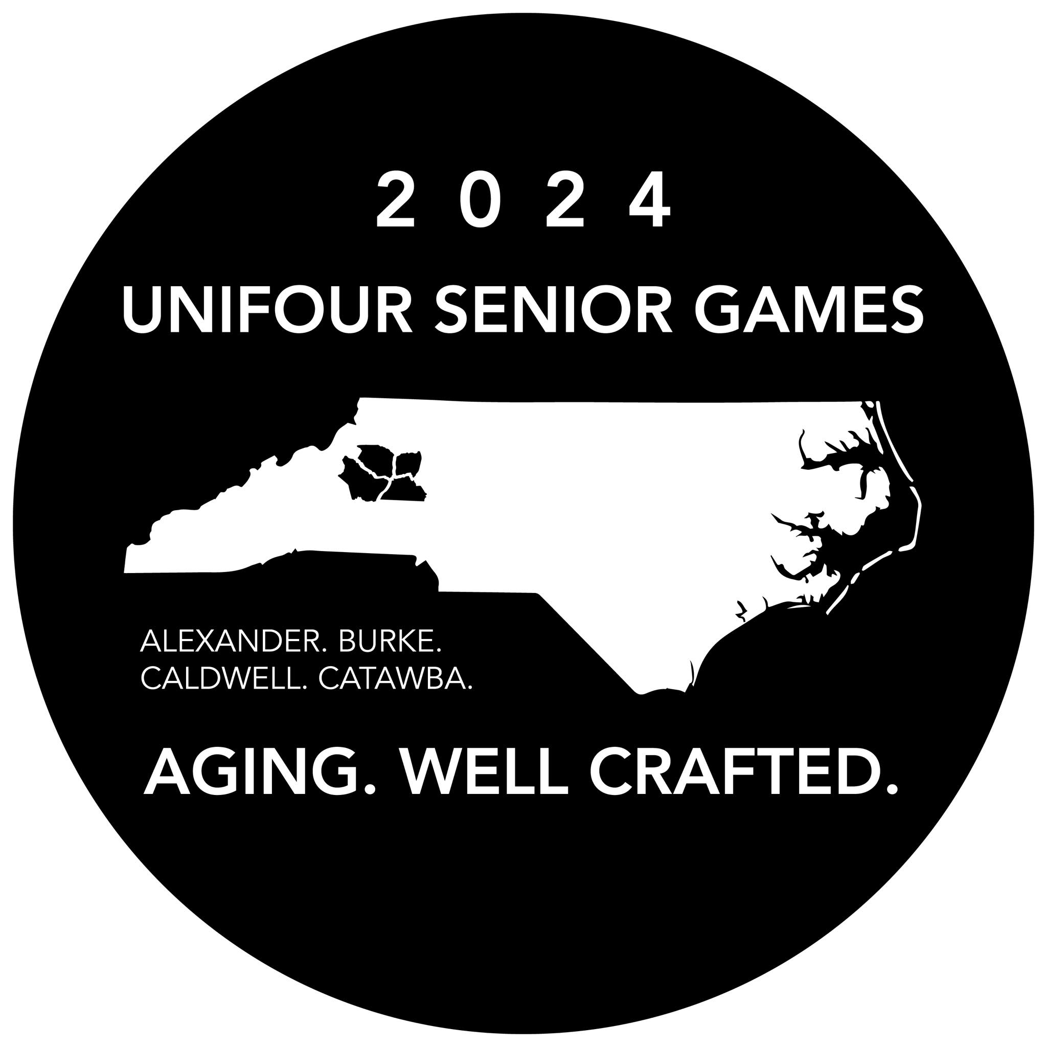 text 2024 unifour senior games and outline of north carolina map