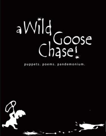Black poster with white lettering reads a wild goose chase!