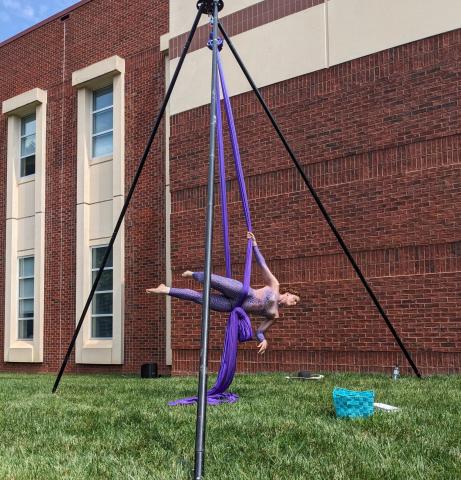 photo of aerialist on aerial silks