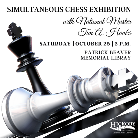 illustration of chess pieces with text describing the event time and date